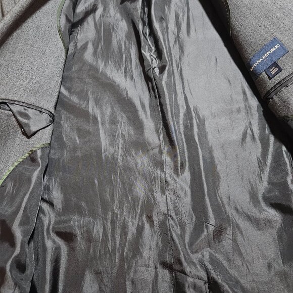 Banana Republic Mens Gray Herringbone Blazer 44L Two-Button Suit Jacket Long Sle - Picture 7 of 16